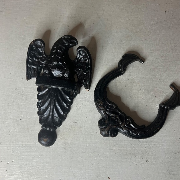 Vintage American Bald Eagle Door Knocker Black Cast Iron Patriotic Decor - Picture 4 of 5